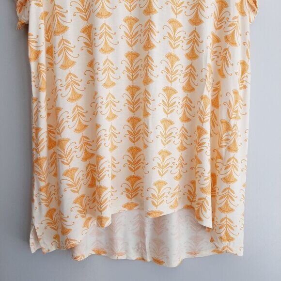 SIGRID OLSEN Floral Relaxed Fit Hi-Low V-Neck Tunic Top White & Yellow Sz 1X - Picture 4 of 10